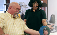 patient doing hand exercise